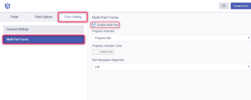 multi part registration form enable