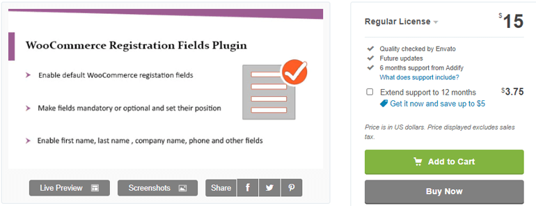 WooCommerce Registration Fields Plugin by Addify