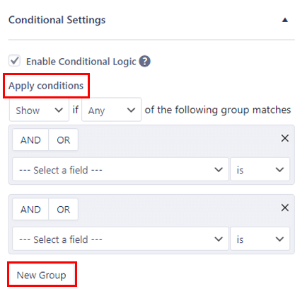 Configure Conditional Settings