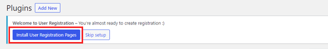 Install User Registration Pages