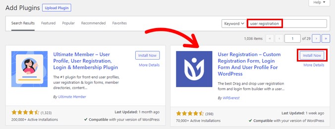 Search User Registration Plugin