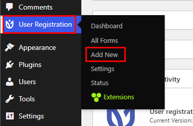 Add New in User Registration