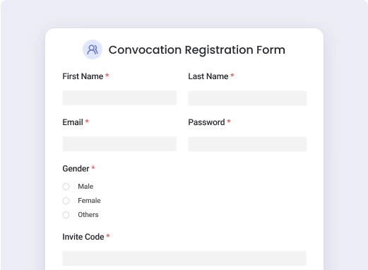 Convocation Registration Form with Invite Codes