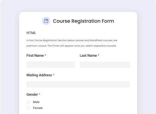 Course Registration Form