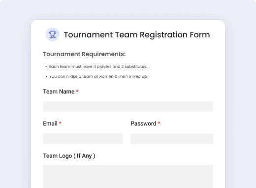Tournament Team Registration Form