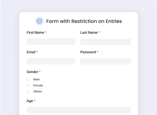 Registration Form with Restriction on Entries